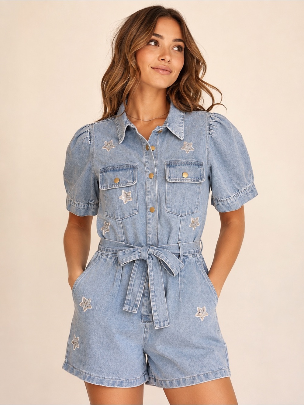 Blue Velvet Denim Romper